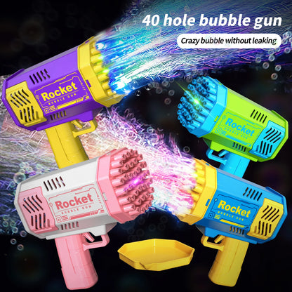 40 Holes Handheld Portable Electric Automatic Bubble Gun With LED Light